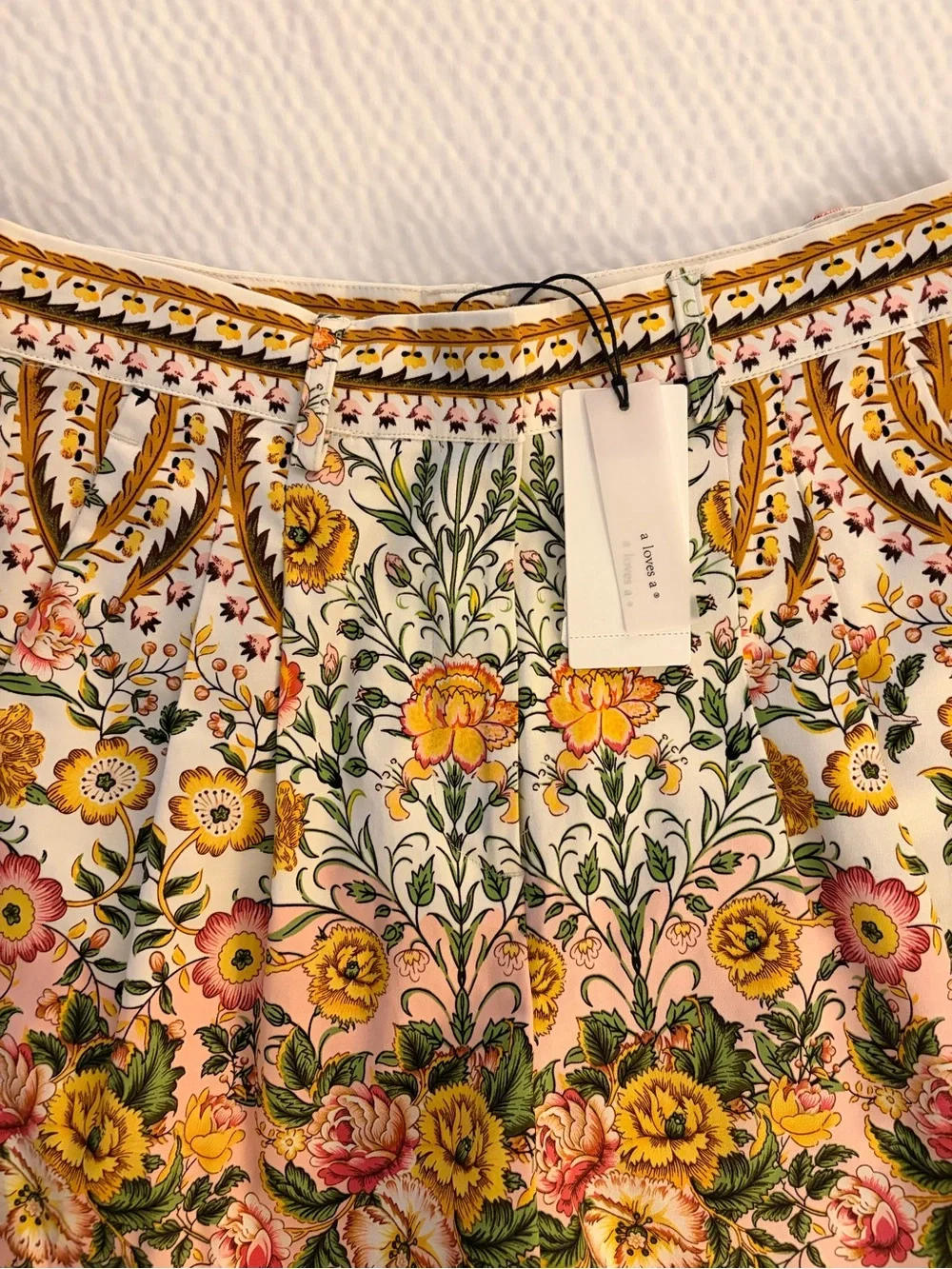 Floral Border Print Shorts - Pink & Yellow